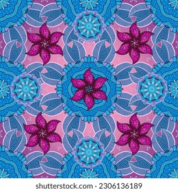 Millefleurs. Hübsches Vintage-Feed-Sack-Muster in kleinen grünen, blauen und neutralen Blumen. Blumensüßer, nahtloser Hintergrund für Textilien, Gewebe, Cover, Wallpaper, Druck, Packung, Scrapbooking, Entkopplung.