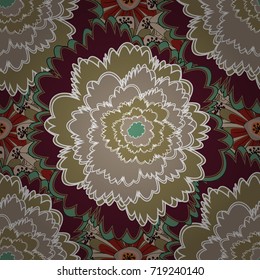 Millefleurs. Simple cute vector pattern in small-scale flowers. Floral seamless beige, neutral, purple background for textile, book covers, manufacturing, wallpapers, print, gift wrap. Liberty style.