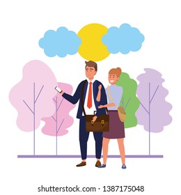 Millenial couple date nature background