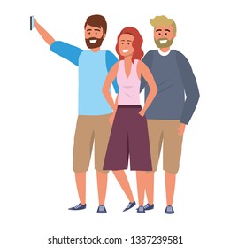 Millenial diverse group taking selfie