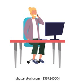 Millenial person stylish outfit sitting in work desk