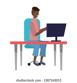 Millenial person stylish outfit sitting in work desk