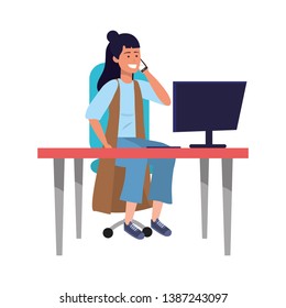 Millenial person stylish outfit sitting in work desk