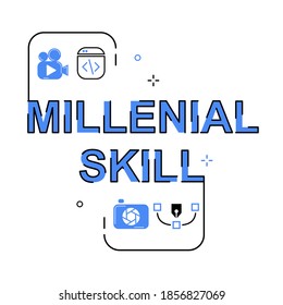 Millenial Skill Illustration. Contain With All Modern Skill Icon. Easy To Edit With Vector File.  Can Use For Your Presentation, Web Illustration, And Other Your Graphic Design Content.