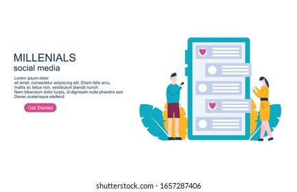La actividad milenaria hace nuevos amigos del concepto de los medios sociales. Ilustración del concepto de actividades multianuales