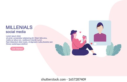 La actividad milenaria hace nuevos amigos del concepto de los medios sociales. Ilustración del concepto de actividades multianuales