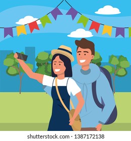 Millennial couple date park background