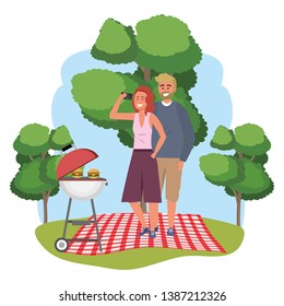 Millennial couple date picnic background frame