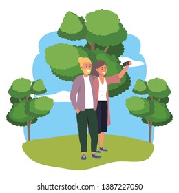 Millennial couple smartphone taking selfie background frame