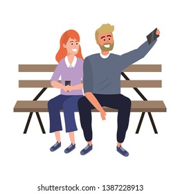Millennial couple smartphone taking selfie