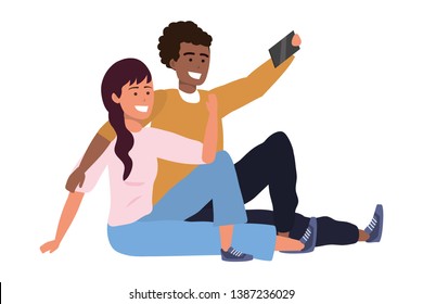 Millennial couple smartphone taking selfie