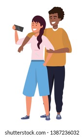 Millennial couple smartphone taking selfie