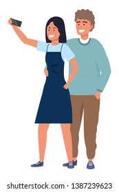 Millennial couple smartphone taking selfie