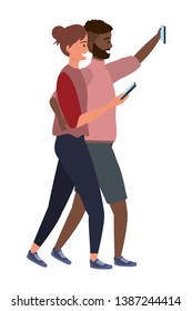 Millennial couple smartphone taking selfie