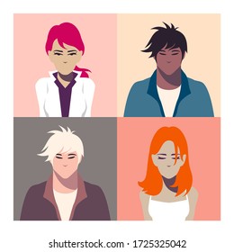 Millennial generation people avatar men and women
