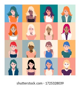 Millennial generation people avatar women