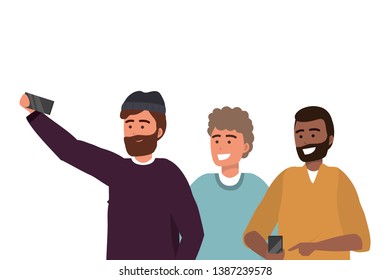 Millennial group smartphone taking selfie