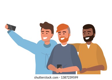 Millennial group smartphone taking selfie
