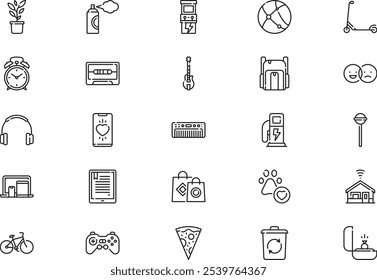 Millennial icons collection is a vector illustration with editable stroke.