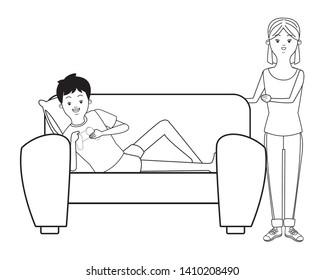 Millennial people tech and game party meeting guy playing sitting on couch