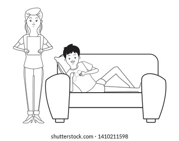 Millennial people tech and game party meeting guy playing sitting on couch