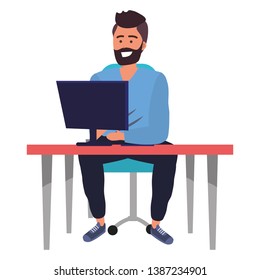 Millennial person sitting with smartphone