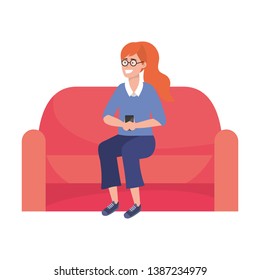 Millennial person sitting with smartphone
