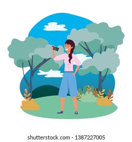 Millennial person stylish outfit  background frame