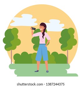 Millennial person stylish outfit  background frame