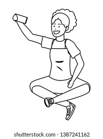 Millennial person stylish outfit isolated black and white
