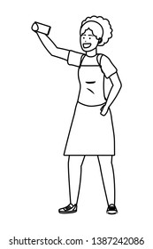 Millennial person stylish outfit isolated black and white