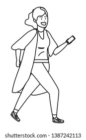 Millennial person stylish outfit isolated black and white