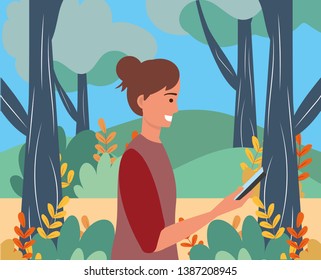 Millennial person stylish outfit portrait nature background