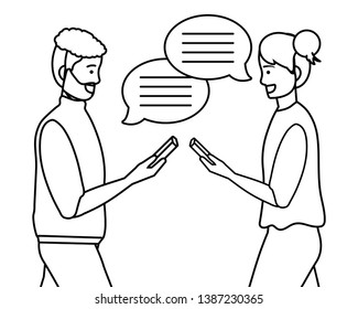 Millennial smartphone chat conversation black and white