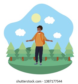 Millennial student outdoors smiling background frame