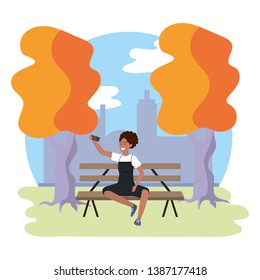 Millennial student park bench background