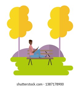 Millennial student park bench background