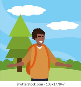 Millennial student posing and smiling background