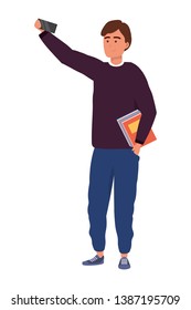 Millennial student using smartphone isolated