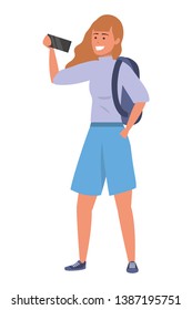 Millennial student using smartphone isolated