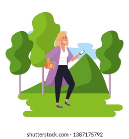 Millennial student using smartphone outdoors