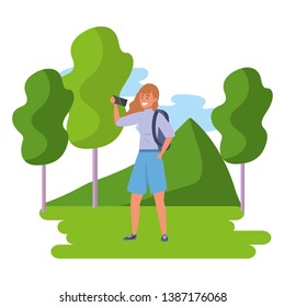 Millennial student using smartphone outdoors