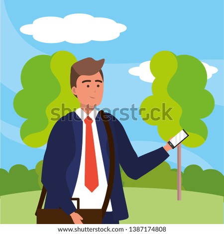 Millennial student using smartphone outdoors
