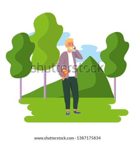 Millennial student using smartphone outdoors