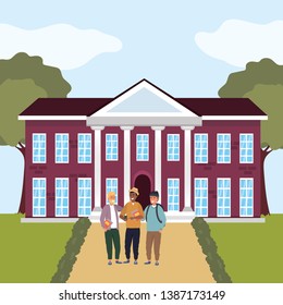 Millennial students group on campus
