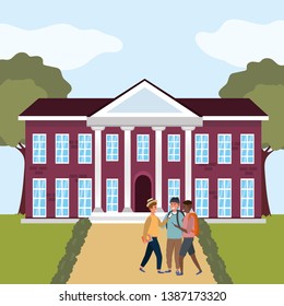 Millennial students group on campus