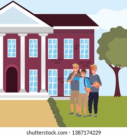 Millennial students group on campus