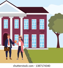 Millennial students group on campus