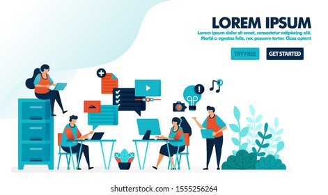 Millennial workplace ideas for brainstorming. Company office startup. Coworking space concept design. Flat vector illustration for landing page, web, website, banner, mobile apps, flyer, poster, ui