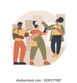 Millennials abstract concept vector illustration. Generation Y, digital native and social media, online communication, live with parents, career building, sharing economy abstract metaphor.